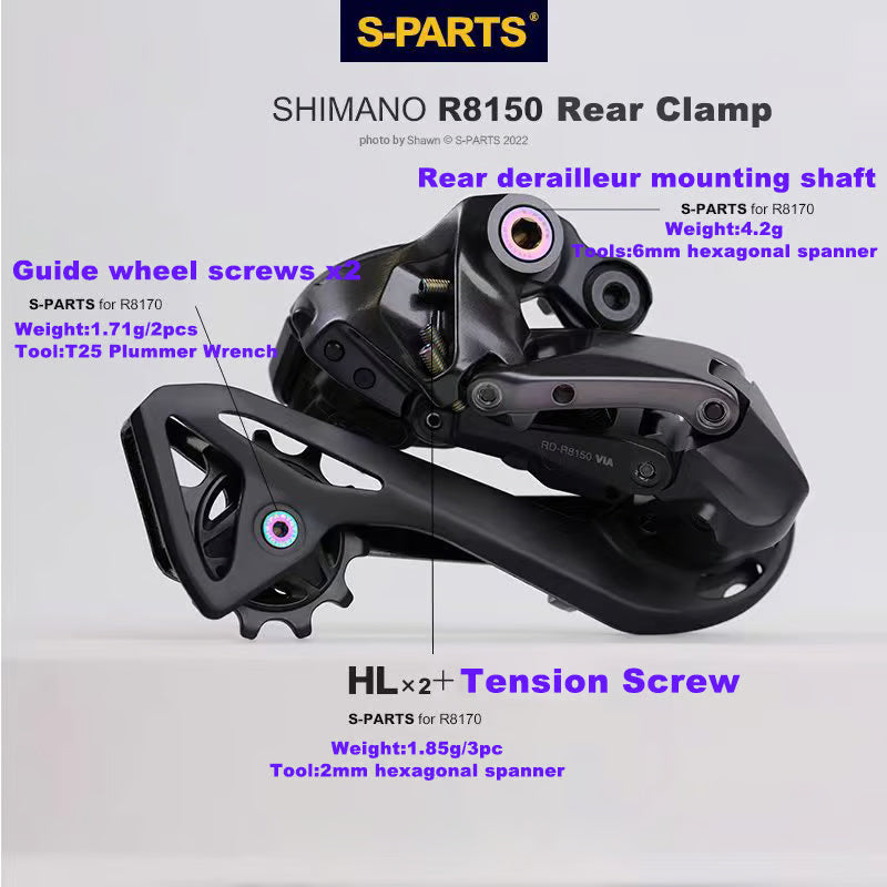 S-PARTS Road Bike Drivetrain Titanium Screw Kit Adaptation for SHIMANO