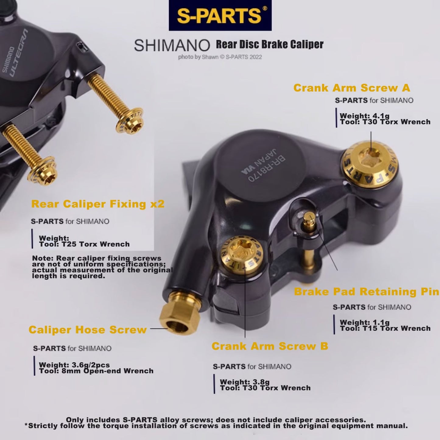 S-PARTS Road Bike Drivetrain Titanium Screw Kit Adaptation for SHIMANO