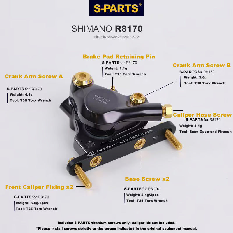 S-PARTS Road Bike Drivetrain Titanium Screw Kit Adaptation for SHIMANO