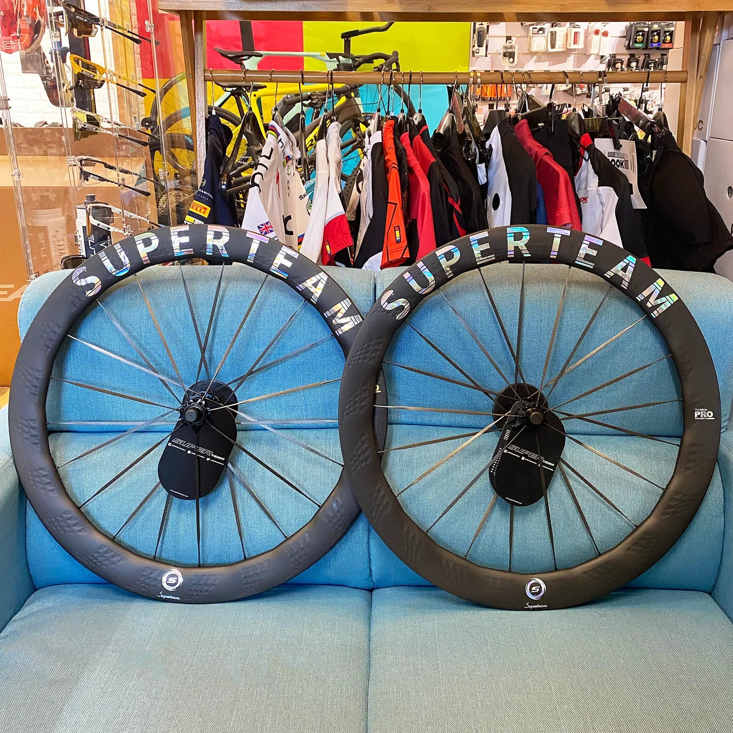 SuperTeam Turbul Pro 58 Ceramic Carbon Spoke Road Wheelset Tubeless Ready Disc