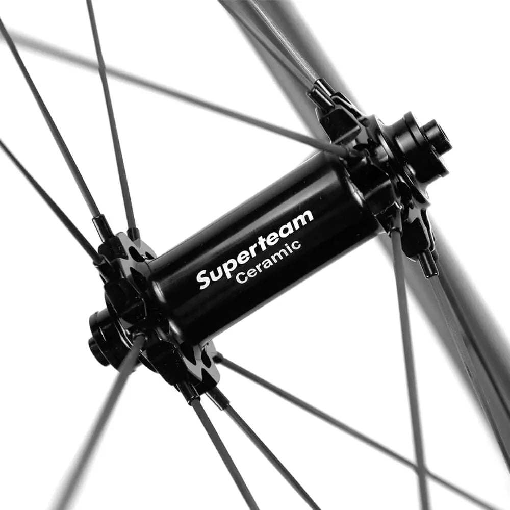 SuperTeam Turbul Pro 58 Ceramic Carbon Spoke Road Wheelset Tubeless Ready Disc