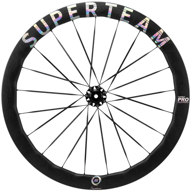 SuperTeam Turbul Pro 50 Ceramic Carbon Spoke Road Wheelset Tubeless Ready Disc